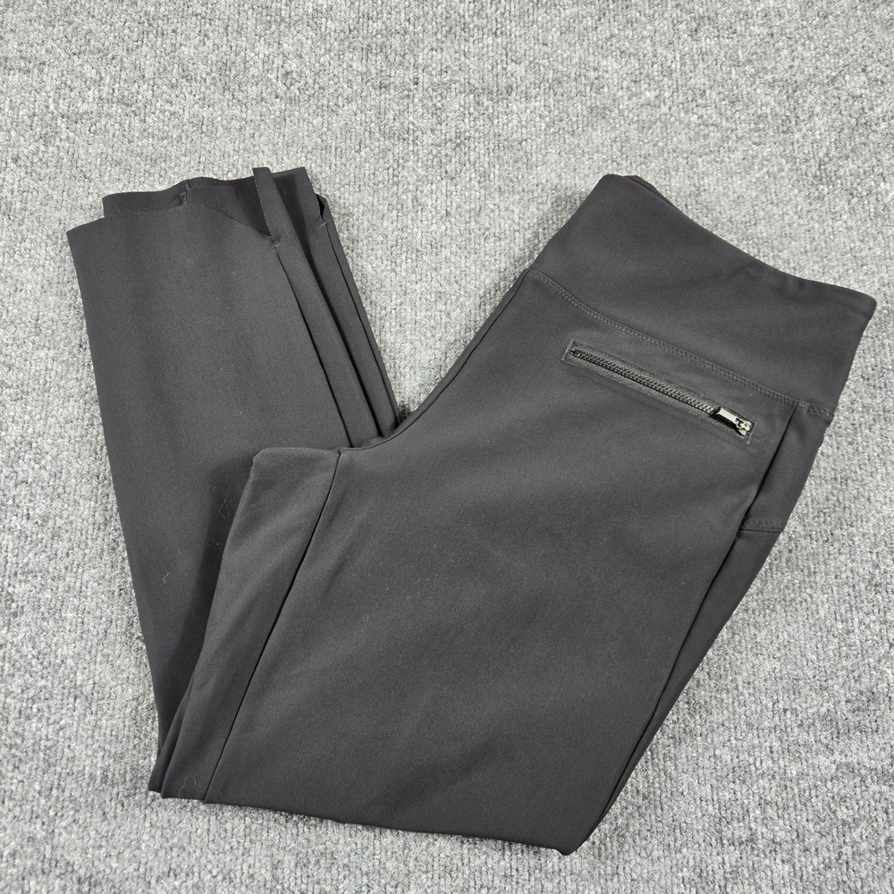 Athleta Brooklyn Ankle Pants Women Large Black Zipper Pockets Petal Hem RN54023